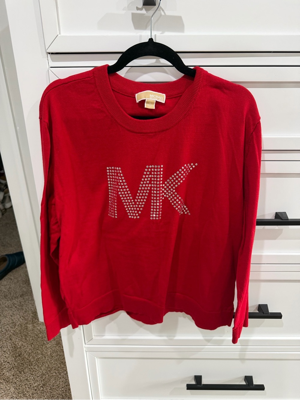 Michael Kors Woman’s Red MK Rhinestone Sweatshirt XL